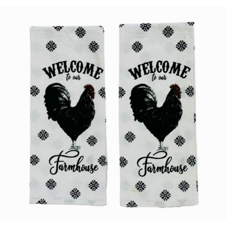 3pc Set Farmhouse Kitchen Towels, Country Kitchen Welcome Dish