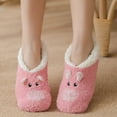 thumbnail image 2 of Women Winter Cozy Warm Fuzzy Plush Lined Slipper Boat Socks Cartoon House Indoor Booties Foot Warmer with Non Slip Grippers, 2 of 15