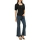 thumbnail image 2 of INSPIRAR CHIC Blusa de Algodón de Cuello Cuadrado con Botones para Mujeres de Manga Corta Negra S, 2 of 6