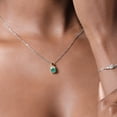 thumbnail image 3 of Gem Stone King 925 Silver and 10K Yellow Gold Pendant with Chain Malachite Moissanite (1.84 Cttw), 3 of 4