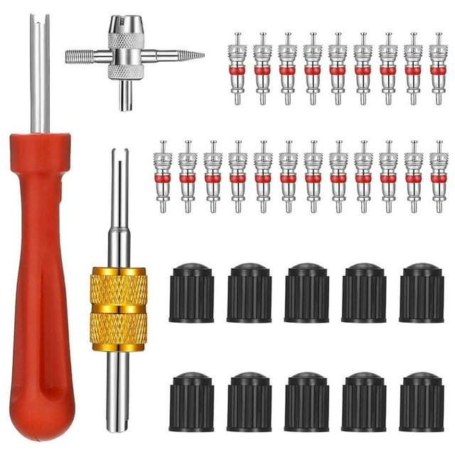 Soumake Kit de Réparation de Valve de Voiture 33 Pcs/ensemble Installation Rapide Résistance Supérieure Outil de Réparation de Valve de Pneu Automobile