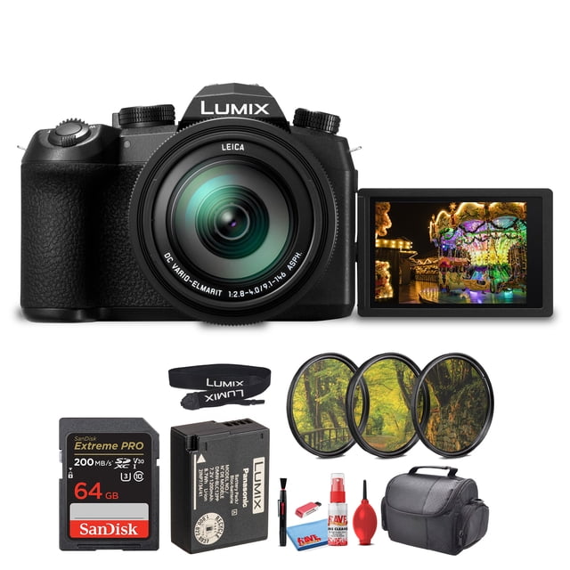 Cámara Digital Panasonic Lumix DC-FZ1000 II 20.1MP Point and Shoot (DC-FZ1000M2) + Kit de Filtros + Tarjeta de 64GB + Lector de Tarjetas + Bolsa + Kit de Limpieza