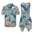thumbnail image 5 of Psesaysky Tropical Shark Print Tunic Dress with Matched Shirts for Beach Vacation Hawaiian Couples Matching Outfit Women Sleeveless Dress or Short Sleeve Shirts Summer Outfit-2XL, 5 of 7