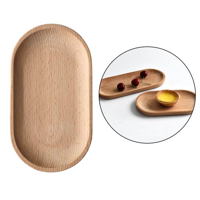 justharion Oval Wooden Tea Tray Serving Table Plate Snacks Food Tea Storage 10x18cm