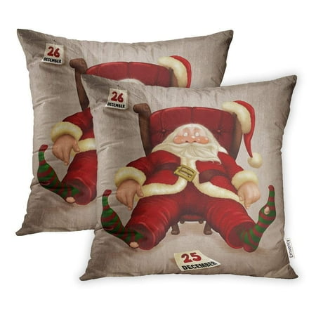Day After Christmas Coupons CMFUN Funny Tired Santa Claus The Day After Christmas Humor Pillow Case Pillow Cover 16x16 inch Set of 2 ()