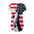 thumbnail image 4 of KIHOUT Women's 4th of July T-Shirt V Neck Button Short Sleeve Front Ruffled Print Tunic Tops Red XL, 4 of 6