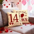 thumbnail image 3 of HUGNEO 14x14 Inch February 14 Valentine Pillow Cover, Love Quotes Hugs Kisses Decorative Cushion Case for Home Sofa Bedroom, No Insert, 3 of 8