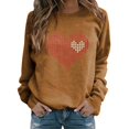 thumbnail image 2 of Brown Womens Tops Women's Fashionable Round Neck Casual Valentine's Day Love Print Long Sleeve Top Sweatshirt Fall Outfits for Women 2025, 2 of 4