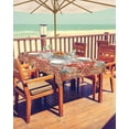 thumbnail image 2 of Outdoor Tablecloth Distressed Print Rectangle Patio Tablecloths 60x84, Waterproof Outside Table Cloths with Umbrella Hole and Zipper, Red Yellow Blud Summer Table Cover for Outdoor Tables Garden, 2 of 6