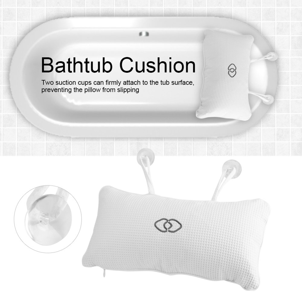 HERCHR White Bathtub Pillow Spa Pillow, Non-slip Bathtub ...