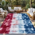 thumbnail image 2 of Blue White Red Outdoor Rug for Patio/Deck/Porch, Non-Slip Large Area Rug 4 x 6 Ft, Tie-dye American Flag Star Abstract Indoor Outdoor Rugs Washable Area Rugs, Reversible Camping Rug Carpet Runner, 2 of 8