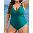thumbnail image 4 of Asoul Plus Size Swimsuit for Women Scalloped Tummy Control One Piece Bathing Suits Ruched V Neck Swimwear, 4 of 7