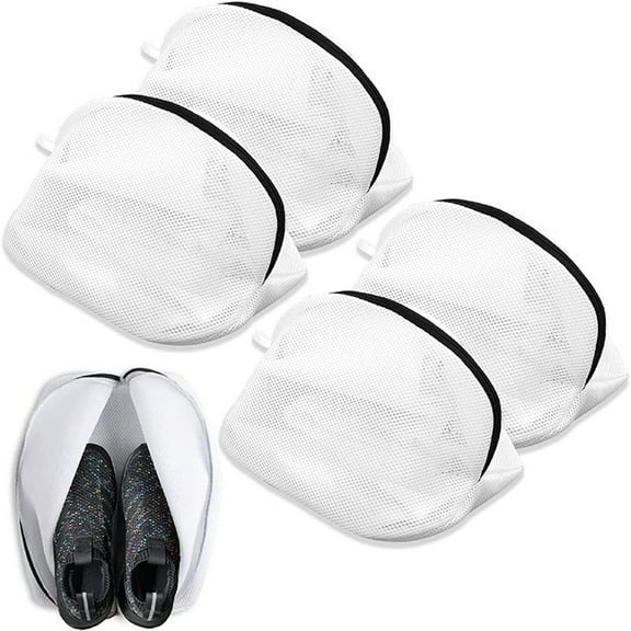 Ikohbadg 4PCS Shoe Washing Fine Mesh Belt, Special Shoe Washing Bag with Zipper for Washing Machine. Lazy Shoe Washing Bag with Mesh Design