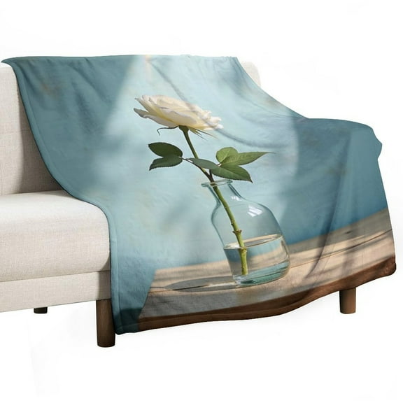 Flower Print Flannel Blanket Novelty Pattern Nap Blanket Sofa Room Office Soft Throw Blanket Outdoor Camping Warm Blanket