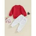 thumbnail image 3 of Bslissey Toddler Baby Boy Girl Valentine's Day Clothes Long Sleeve Letter Print Sweatshirt and Solid Color Pants Set Infant Casual Daily Outfits 6M 12M 18M 24M 3T, 3 of 9