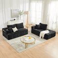 thumbnail image 4 of Leumius 108" L-Shaped Sectional Sofa,Chenille Boneless Couch, Modern 3-Seat Upholstered Cloud Couch Sectional with Deep Seat and Cup Holders for Living Room,No Assembly Required,Black, 4 of 14