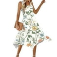 thumbnail image 7 of Womens Sleeveless Floral Dress Summer Casual Sundress Handkerchief Hem A Line Swing Beach Midi Dress, 7 of 7