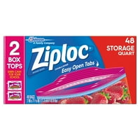 Ziploc, Storage Bag, Quart, Value Pack, 48 ct