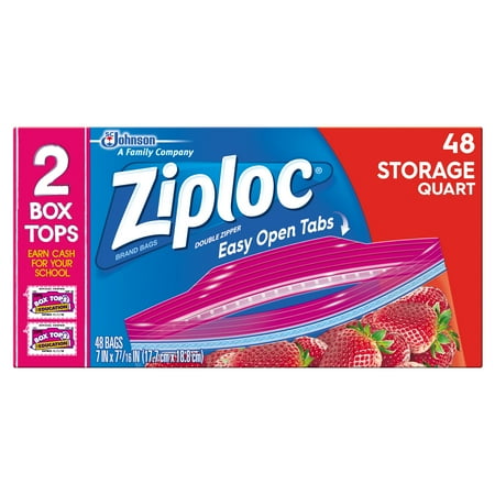 Ziploc, Storage Bag, Quart, Value Pack, 48 ct