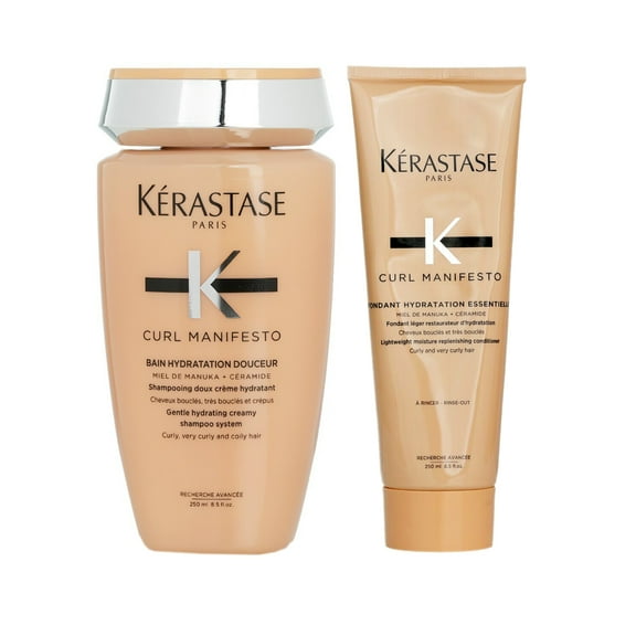 Kerastase Curl Manifesto Bain Hydratation Douceur Shampoo & Fondant Hydratation Essentielle Conditioner Set For Curly Hair 250 ml / 8.5 oz Each