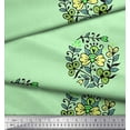 thumbnail image 2 of Soimoi Polyester Crepe Fabric Leaves & Floral Block Printed Fabric 1 Yard 42 Inch Wide, 2 of 3