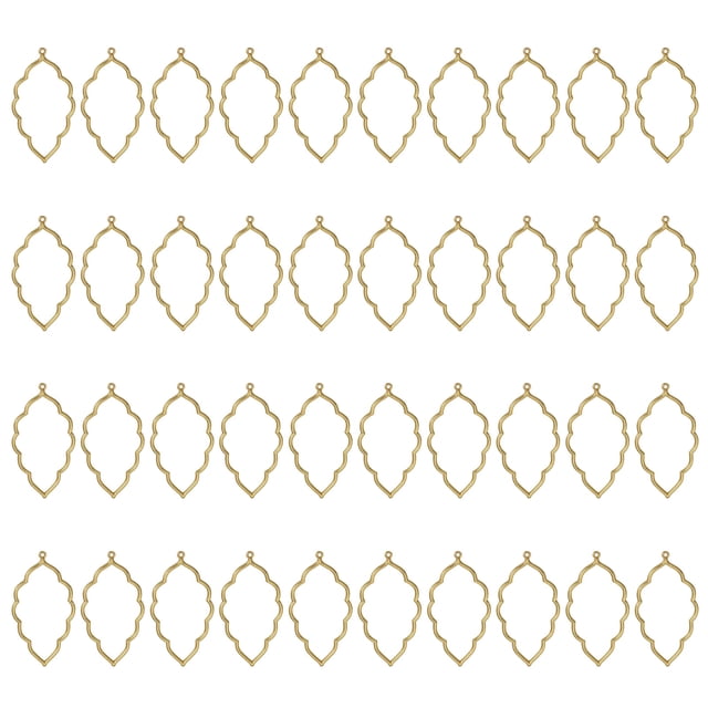 Uxcell 40Pcs Aleación de Pendientes de Bisel Abierto, Colgante de Marco Hueco de Hoja, Dorado
