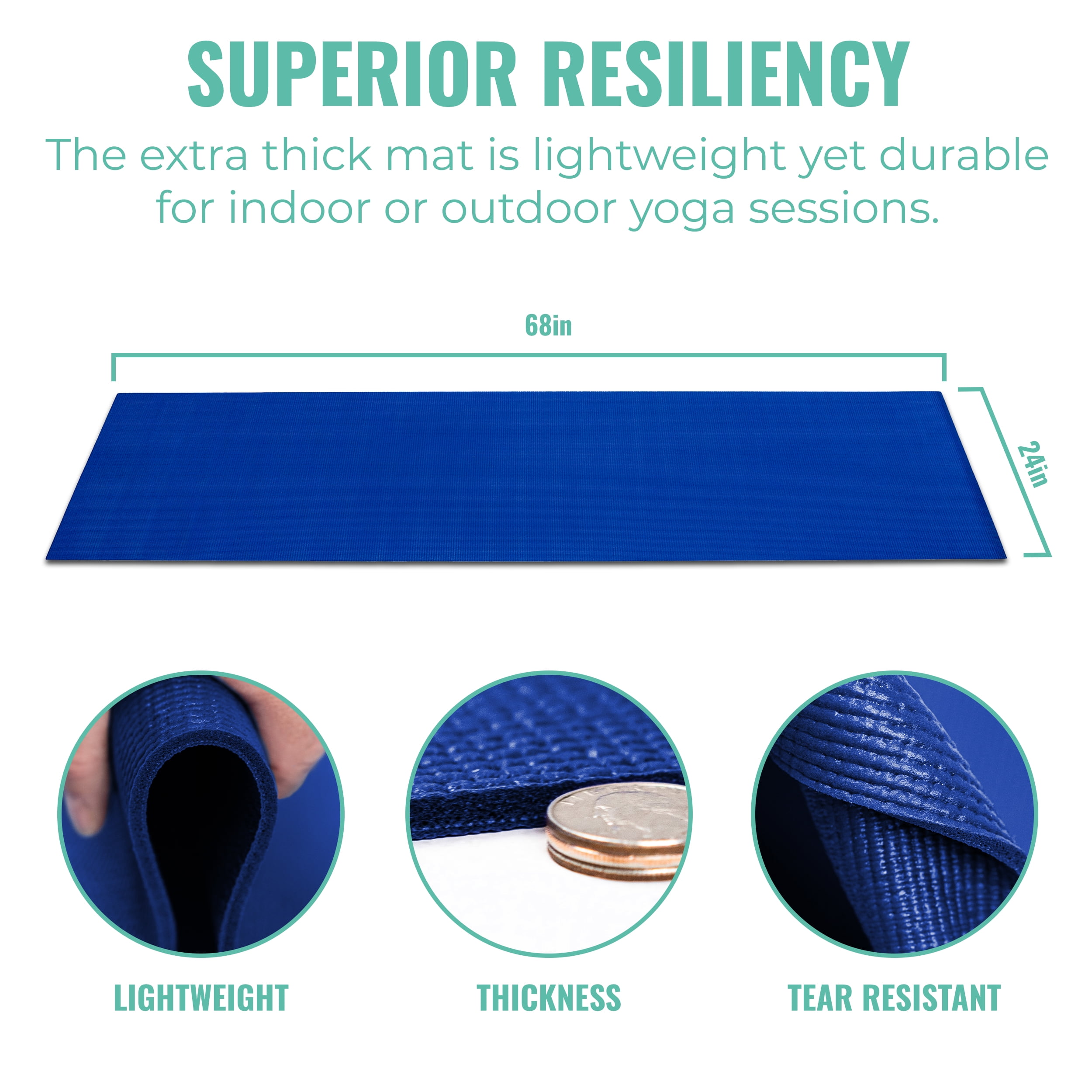 Upward Fit 10 Pack Bulk Yoga Mats with Carrying Straps, 68 x 24 Inches, 4mm Thick, Assorted