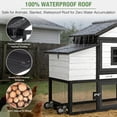 thumbnail image 5 of Aivituvin Mobile Chicken Coop with Wheels, Large Wooden Poultry Cage Chicken House with Nesting Box, Leakproof Pull-Out Tray, Weatherproof Roof for 3-5 Chickens, Black, 5 of 10