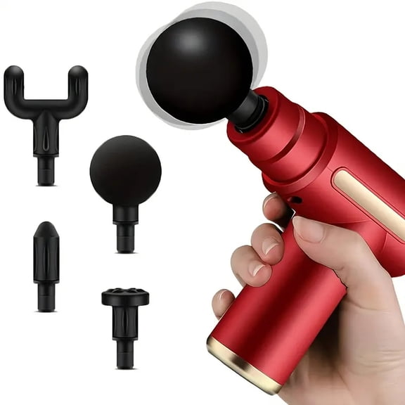 Ultra Silent Handheld Muscle Massage Gun with 4 Replaceable Heads - USB Charging, Deep Tissue, Suitable for Sports & Fitness Lovers