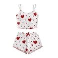 thumbnail image 4 of JIA JIA SHUANG Women Pajama Sets Heart Print Cami Top with Bow Tie Shorts Pjs 2 Piece Outfits Cute Fashion Sleepwear(Red,X-Large), 4 of 5