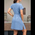 thumbnail image 4 of Vestido de Mujer con Escote en V y Corta, Color Azul , Talla XXL, 4 of 5