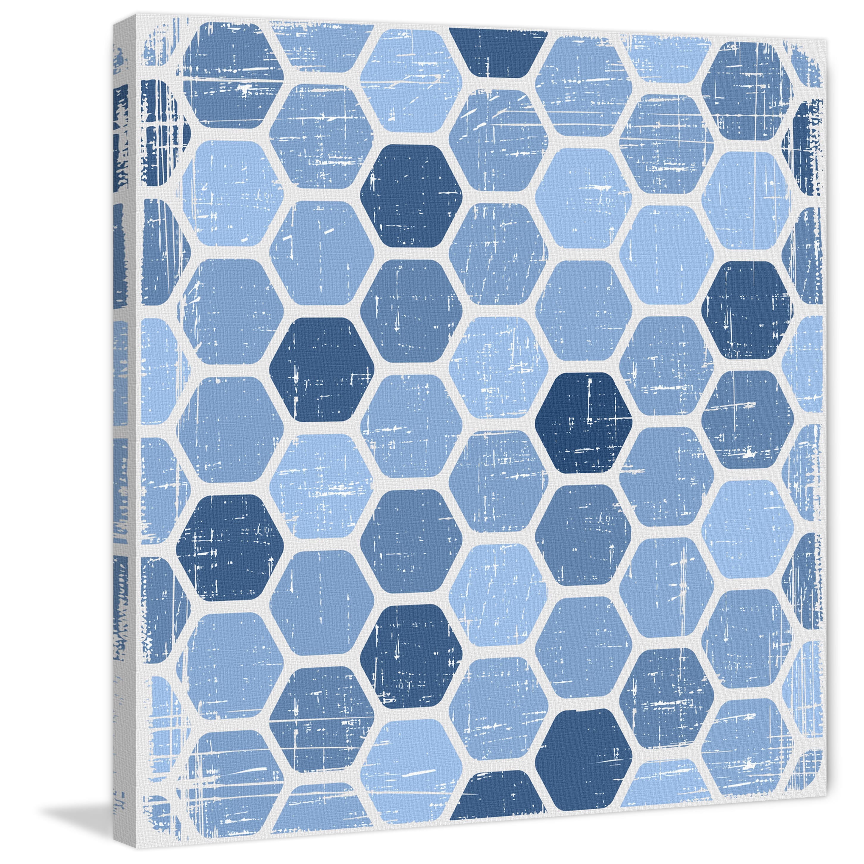 "Blue Honeycomb" Painting Print on Wrapped Canvas