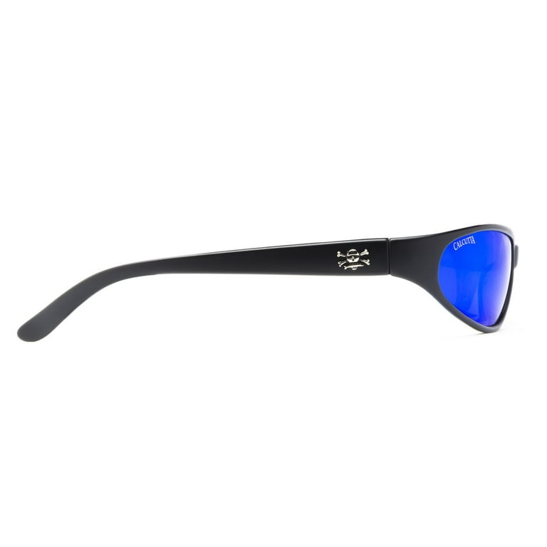 Calcutta Carolina Sunglasses - Black Frame / Blue Mirror