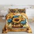 thumbnail image 2 of Manfei Floral Sunflower Hydrangea Girl Full Size Comforter Sets 3-Piece,Retro Chic Flower Bedding Comforter Set,Vintage Aesthetics Lightweight Bedding Sets,Lightweight Room Decor,Reversible, 2 of 8