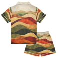 thumbnail image 2 of FORMRS Niños Short Sleeve Top and Pants Pajama Set Unisex Satin 2-Piece Sleepwear, Sizes 7-8Y, Abstract Desert Pattern, 2 of 8