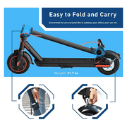 Detachable Battery Electric Scooter with 9 Pneumatic Tires 350W 22 Miles Range Foldable Escooter for Adult