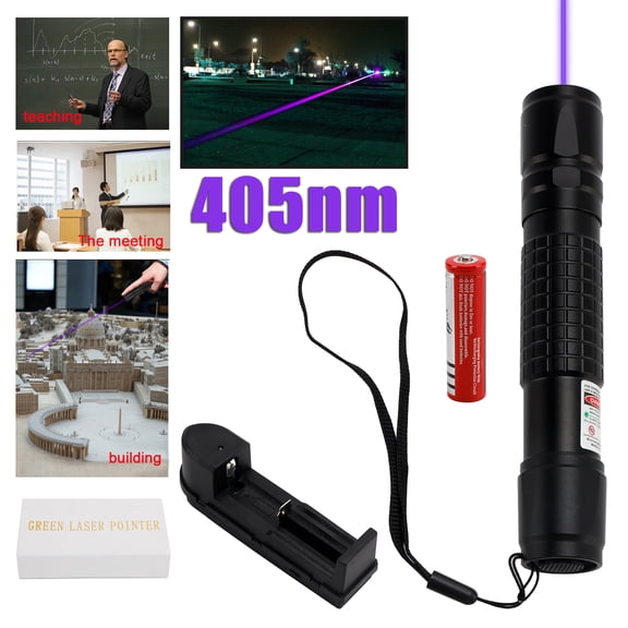 Blue Purple Laser Pointer Pen Visible Beam 18650 Light Lazer Lamp 405nm
