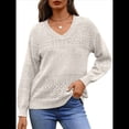thumbnail image 2 of Suéteres de Punto para Mujer, Otoño, Cuello en V, Larga, Suéter Informal Holgado. L, 2 of 6