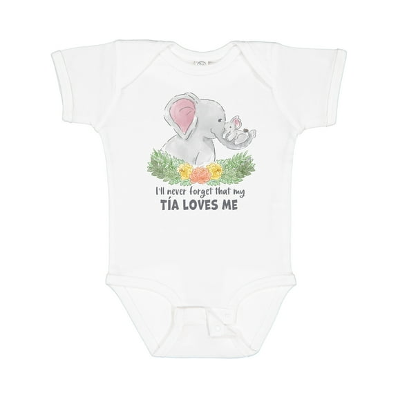 Inktastic I'll Never Forget That My Tia Loves Me Cute Elephants Boys or Girls Baby Bodysuit