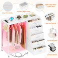thumbnail image 6 of Aheaplus Dresser for Bedroom with Clothes Rack, 5 Drawers Dresser with Charging Station & LED Lights, Storage Chest of Drawers with Wheels, Wooden Top, Lockable Wheels, Bedroom, Closet, White, 6 of 7