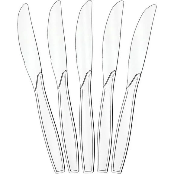 Disposable Clear Plastic Cutlery Disposable Utensils Heavyweight 100 Count (Knives)