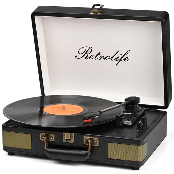 Maleta portátil Record Player Retrolife de 3 velocidades con Bluetooth