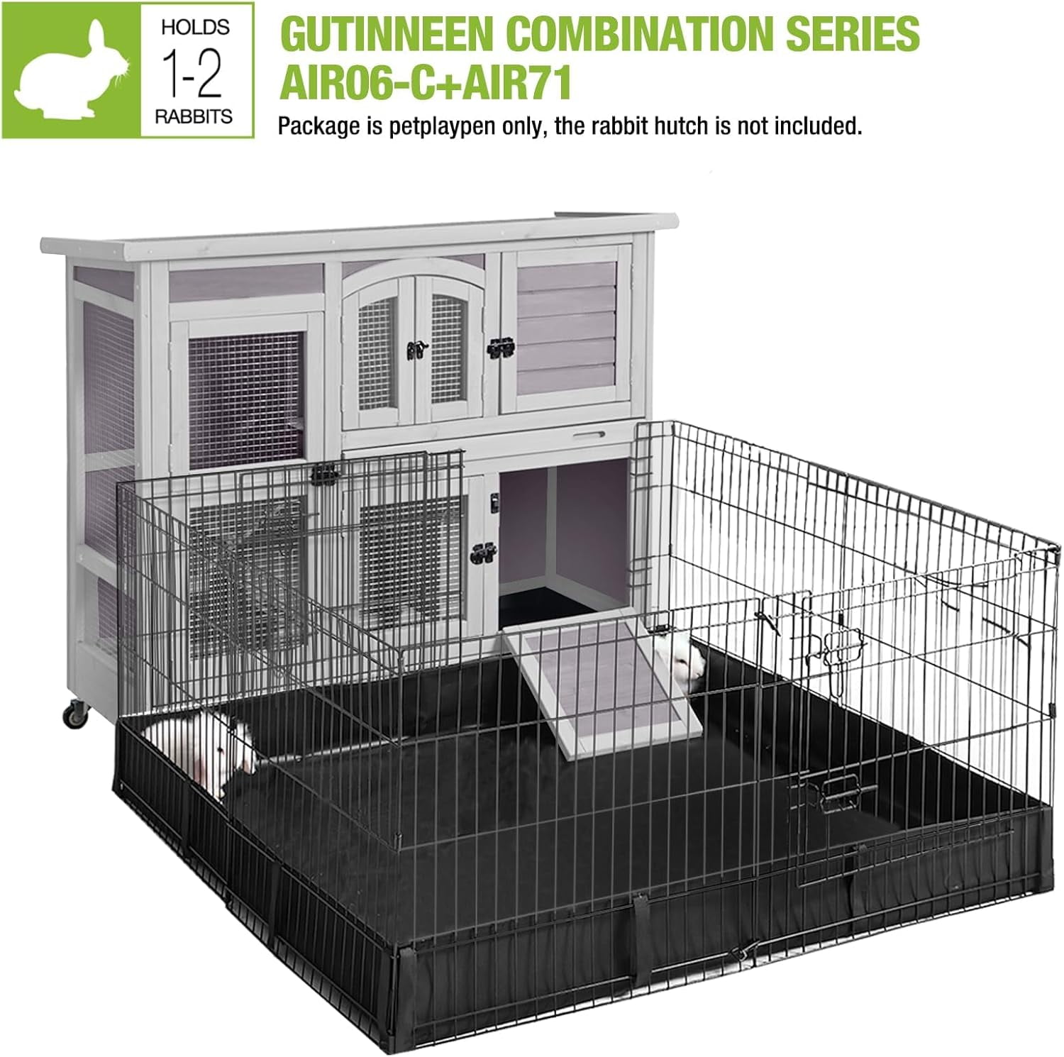 MEDEHOO Guinea Pig Cage 2 Story Indoor Rabbit Hutch Outdoor Bunny House with Wheels and Leakproof Tray