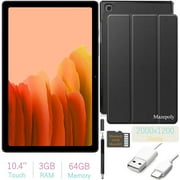 2021 Samsung Galaxy Tab A7 10.4'' (2000x1200) TFT Display Wi-Fi Tablet Bundle, 3GB RAM, Bluetooth, Android 10 OS (64GB, Gold) with Mazepoly Accessories