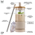 thumbnail image 2 of Vasos de vidrio Pandaloo con tapas y pajitas, 600 ml, cremosos hongos, 2 of 6