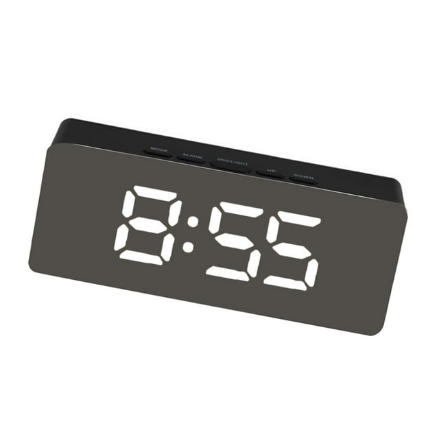 facefd LED Digital Alarm Clock Temperature Desk Makeup Mirror Art Snooze Clock Bedroom Office Decoration,Rectangle