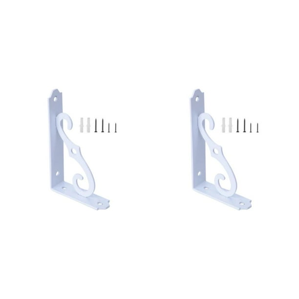 Eigraketly Fácil nivelación e instalación de hardware Estantería de hierro con soporte triangular en forma de L Estante de carga Estante de Blanco+accesorios 5 pulgadas 2Conjunto
