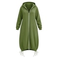 thumbnail image 3 of Kelon Women's Longline Zip Up Hoodie Sweatshirts, Oversized Fleece Cardigan Jacket, Casual Drawstring Hem Coat Tops, Comfy Soft Warm Outfits for Fall Winter, Daily, Travel & Lounge, S, 3 of 8
