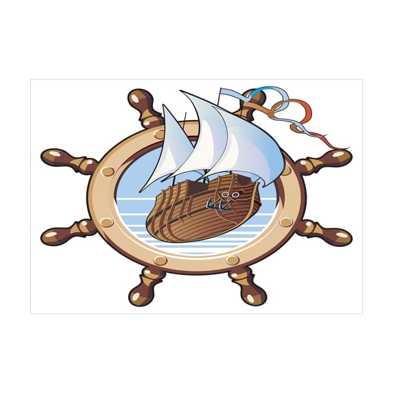 Ambesonne Ships Wheel Jigsaw Puzzle, Ships Wheel Sailing, Heirloom-Quality Fun Activity for Family Durable Cardboard, 1000 pcs, Brown Blue