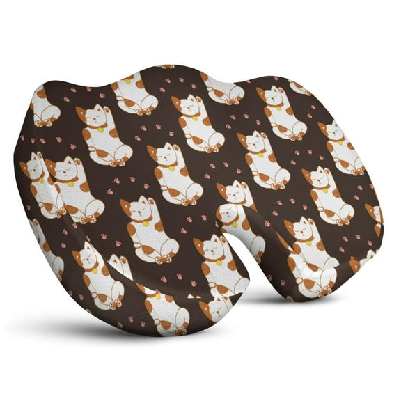 Premium Cat Pattern Memory Foam Seat Cushion Ergonomic Chair Pad for Office Chair, Car, Airplane & Bleachers Sciatica, Tailbone Hip & Back Pain Relief - Chair Cushion for Long Office Workers.